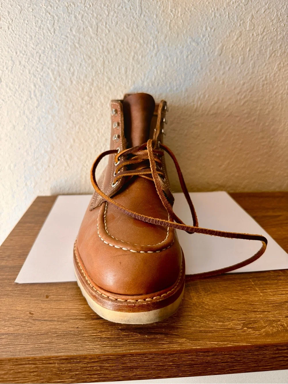 RRL Ralph Lauren Brown Leather Moc Toe Work Boots Size 11 D Made in USA Like New